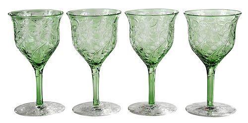 Six Brilliant Period Cut Glass Wine Glasses