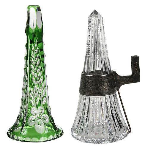 Two Brilliant Period Cut Glass Car Vases
