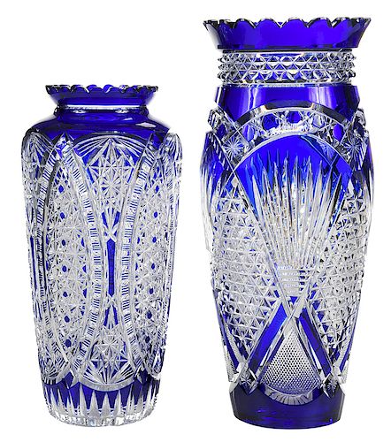 Two Brilliant Period Cut Glass Vases