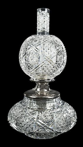 Dorflinger Brilliant Period Cut Glass Oil Lamp
