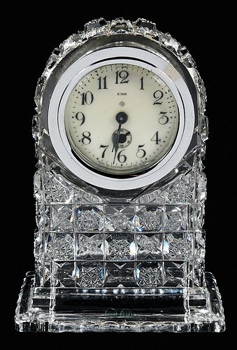 Brilliant Period Cut Glass Clock