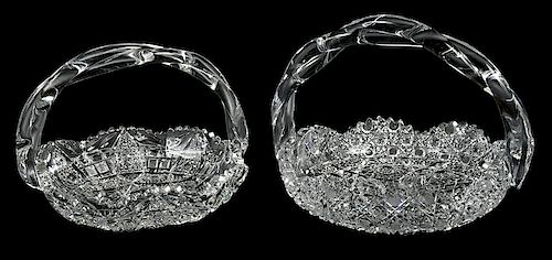 Two Brilliant Period Cut Glass Baskets