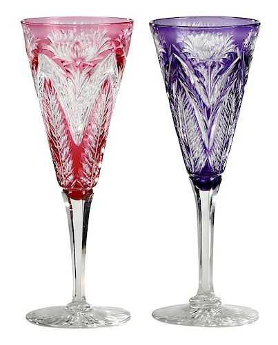 Two Brilliant Period Cut Glass Champagnes