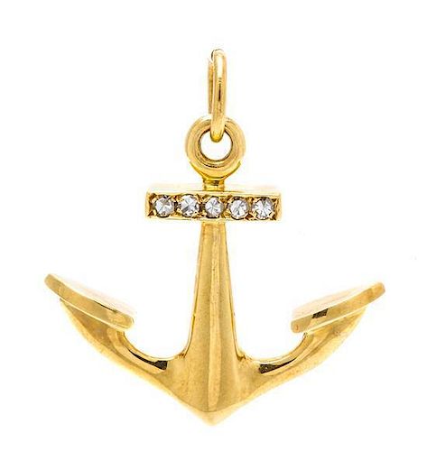 An 18 Karat Yellow Gold and Diamond Anchor Pendant, Van Cleef & Arpels, 5.40 dwts.