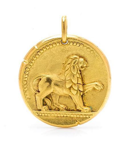 An 18 Karat Yellow Gold Leo Zodiac Pendant, Van Cleef & Arpels, 30.40 dwts.
