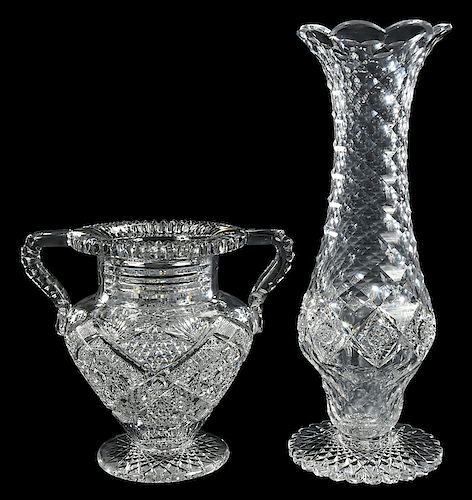 Two Brilliant Period Cut Glass Vases