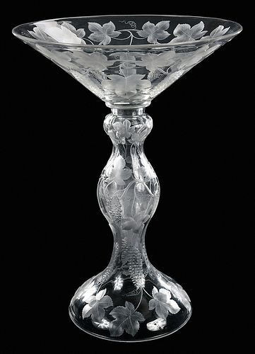 Monumental Brilliant Period Cut Glass Compote