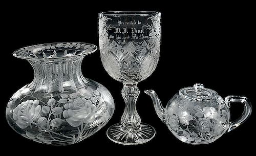 Sinclaire Brilliant Period Cut Glass Vase/Teapot
