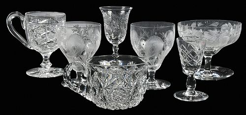 Assorted Cut Glass Stems and Cups