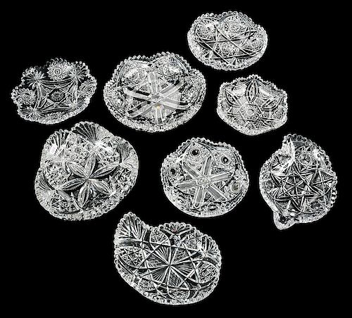 Eight Brilliant Period Cut Glass Plates/Bowls