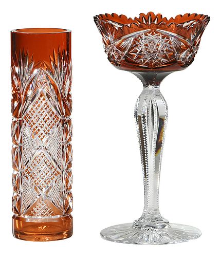 Brilliant Period Cut Glass Jelly Compote, Vase