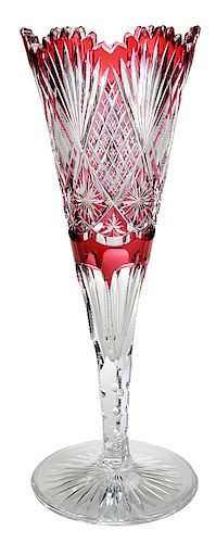 Libbey Brilliant Period Cut Glass Trumpet Vase