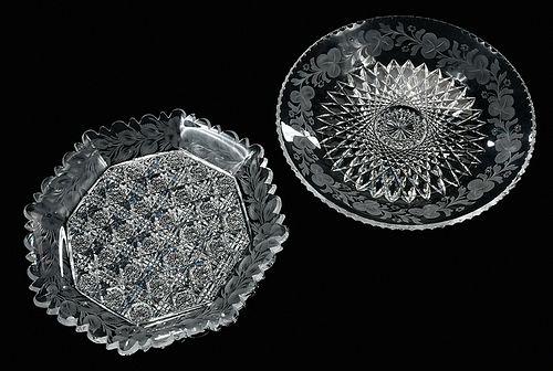 Two Brilliant Period Cut Glass Plates