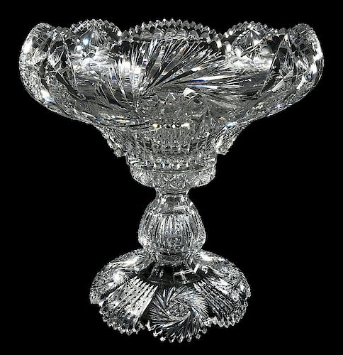 H. C. Fry  Brilliant Period Cut Glass Punch Bowl