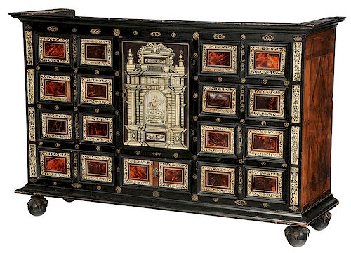 Italian Baroque Ebonized Collector's Cabinet
