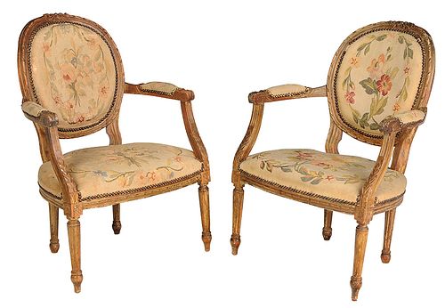 Pair of Louis XVI-Style Arm Chairs