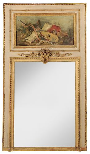 Louis XVI Parcel-Gilt Trumeau Mirror
