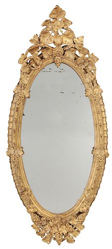 French Victorian Grape and Leaf Decorated Mirror