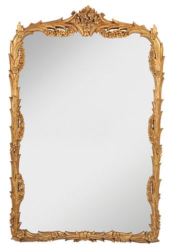 Art Nouveau-style Carved and Gilt Wood Mirror