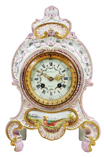 Japy Freres & Cie Painted Porcelain Clock