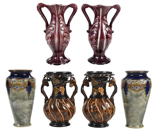 Three Pairs of Pottery Cabinet Vases