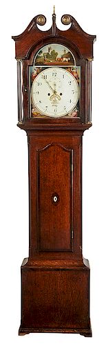 Georgian Inlaid Oak Tall Case Clock