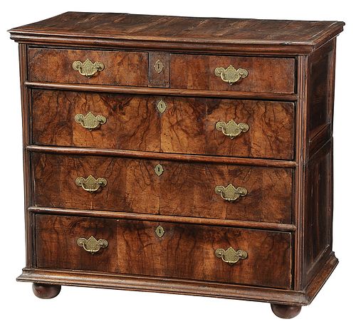 William and Mary Figured Walnut Chest