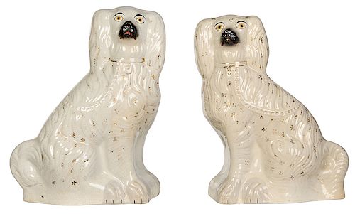 Pair of Staffordshire Dogs With Leads