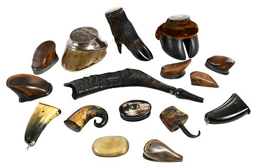 16  Mounted Hoof and Horn Items 