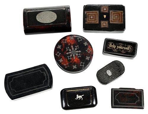 15 Miniature Lacquer Tobacco and Trinket Boxes