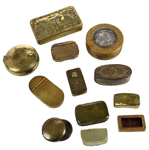 12 Tobacco Related Brass Boxes