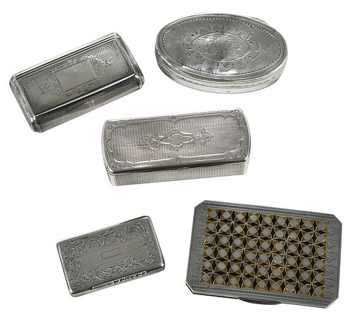 Five French Silver Boxes