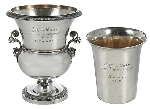 Two French Silver Golf Trophies