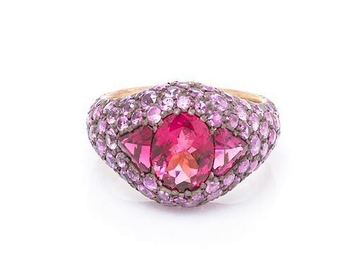 A Gold, Pink Sapphire and Pink Tourmaline Ring, 4.70 dwts.