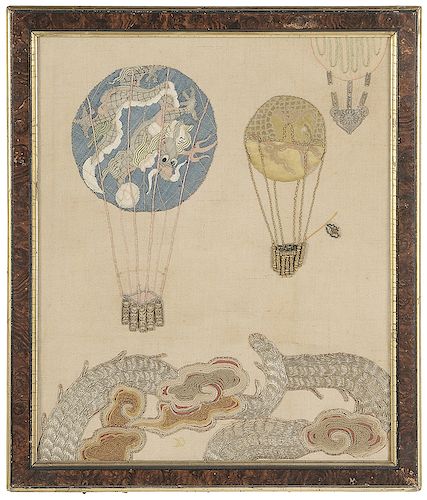 Chinese Needlework with Hot Air Balloons