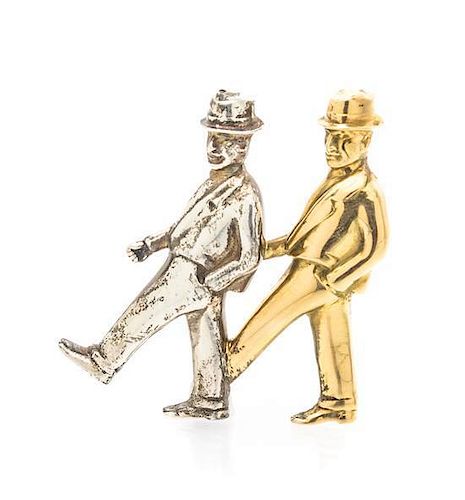 An 18 Karat Yellow Gold and Sterling Silver Les Jumeaux Pendant, Antonio Segui, French, 26.85 dwts.
