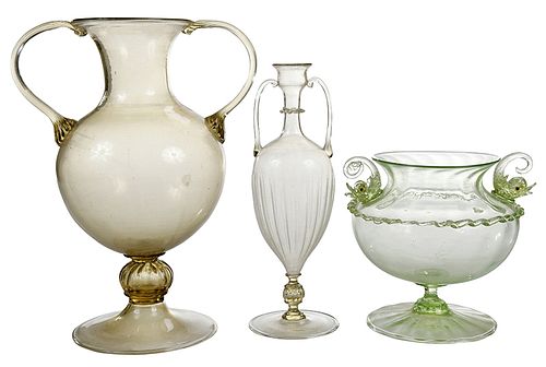 Three Venetian Glass Urn Form Vases