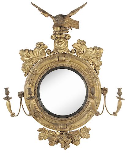 Large Classical Gilt Wood Girandole Mirror