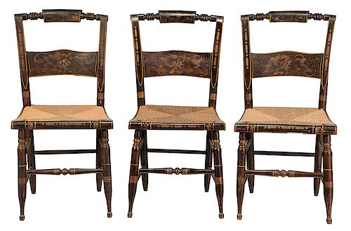 Three American Classical Fancy Painted Side Chairs