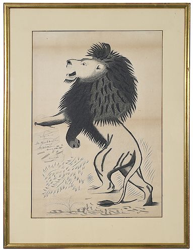 Calligraphy Drawing of a Standing Lion