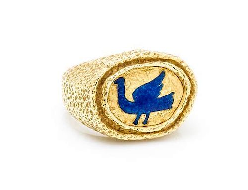 An 18 Karat Yellow Gold and Enamel Ring, Georges Braque, 16.30 dwts.
