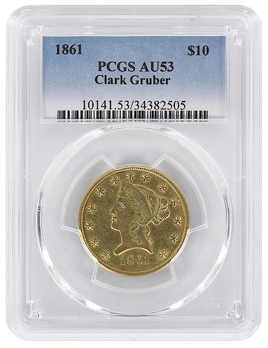 1861 $10 Clark, Gruber & Co. Gold Coin 
