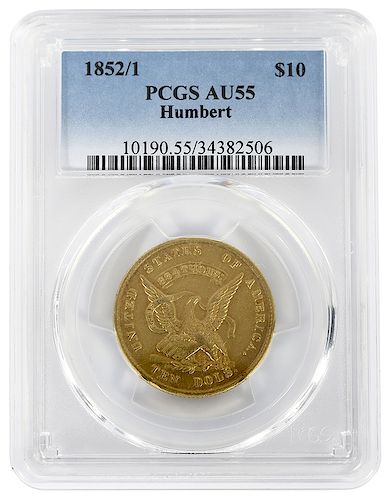 1852/1 $10 Augustus Humbert Gold Coin 