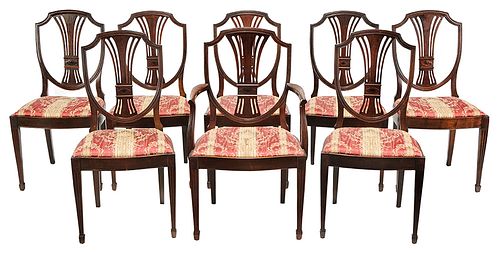 Eight Hepplewhite-Style Mahogany Dining Chairs