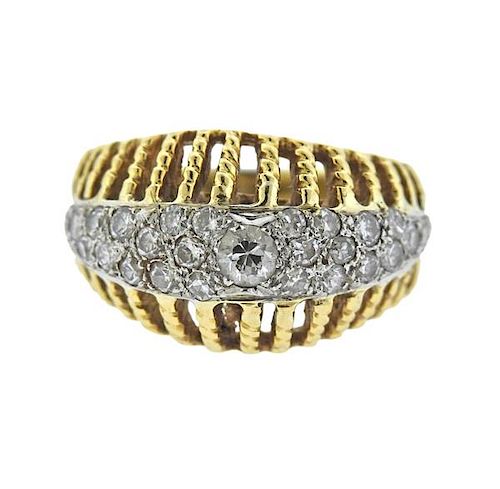 18K Gold Diamond Dome Ring