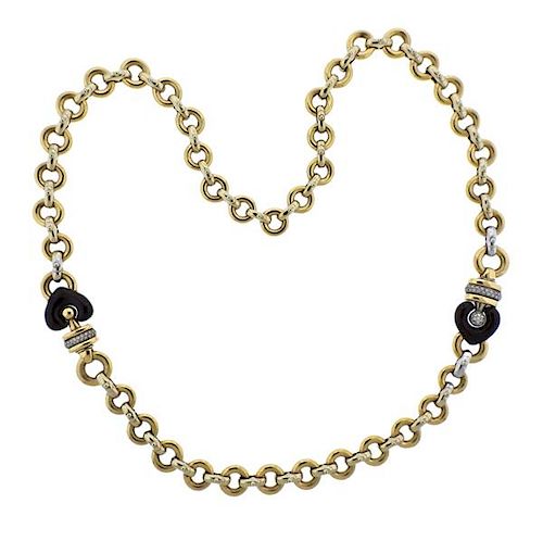 La Nouvelle Bague 18K Gold Diamond Enamel Heart Necklace