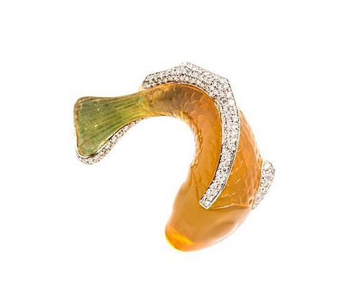 A Collection of 18 Karat Gold and Carved Gem Brooches, Casa Vhernier, 27.40 dwts.