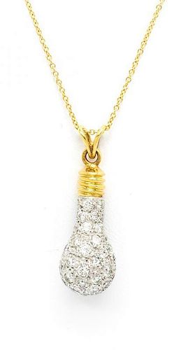 An 18 Karat Gold and Diamond Lightbulb Necklace, 5.30 dwts.