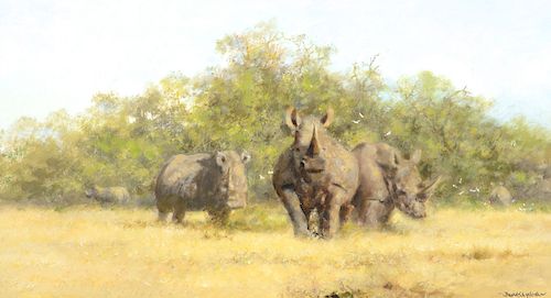 David Shepherd (1931-2017), Black Rhinos (2011)