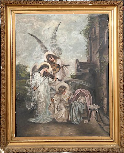 VICTORIAN ANGEL OIL PAINTING